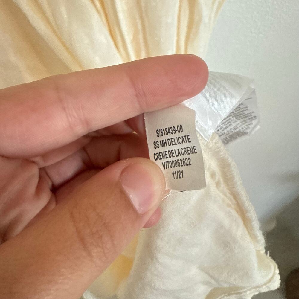 Old Navy Waist Defined Puff Sleeve Clip Dot Midi Dress Cream Ivory Boho Medium - Picture 10 of 10